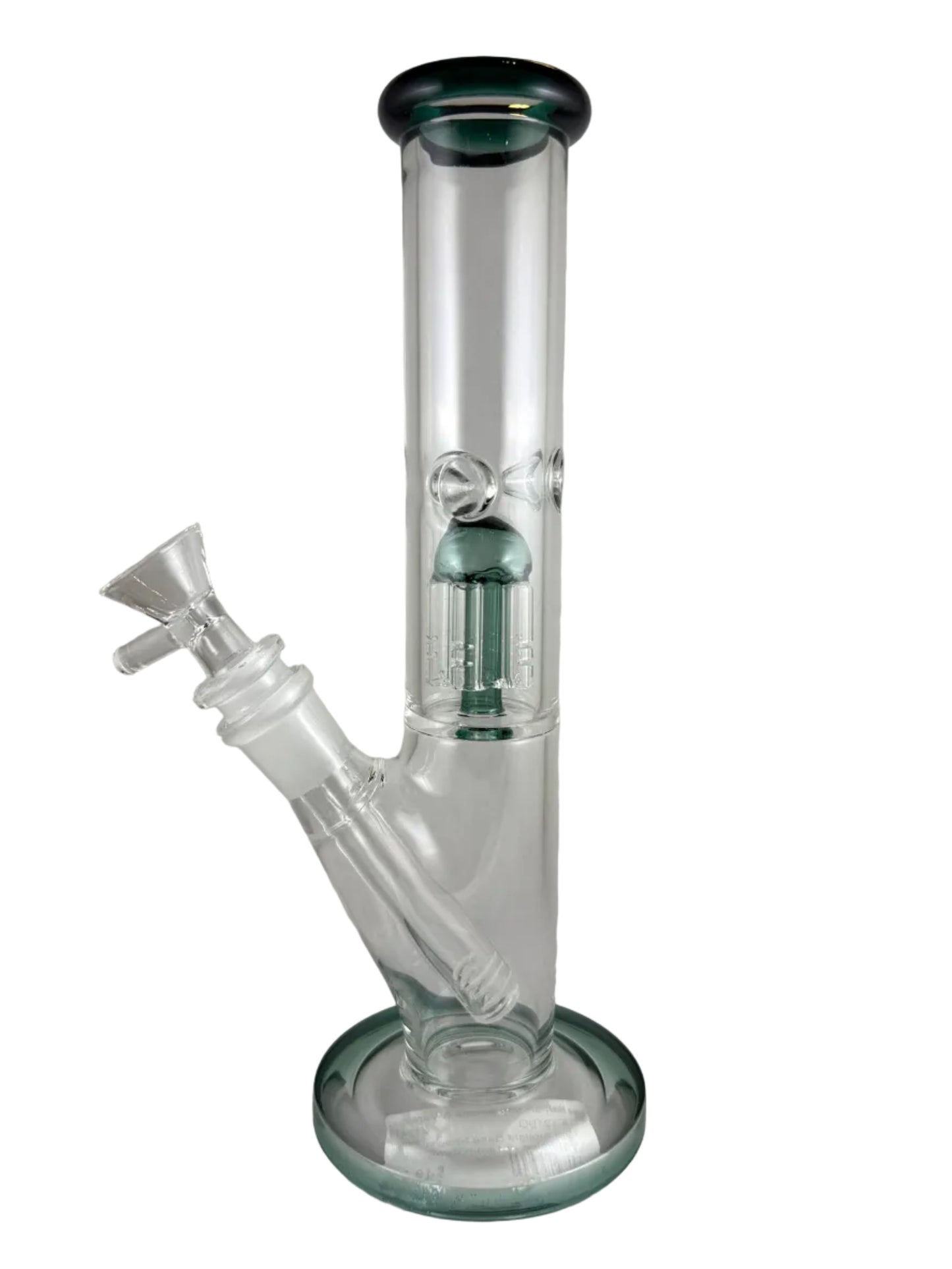 Glass smoking device on a light gray background