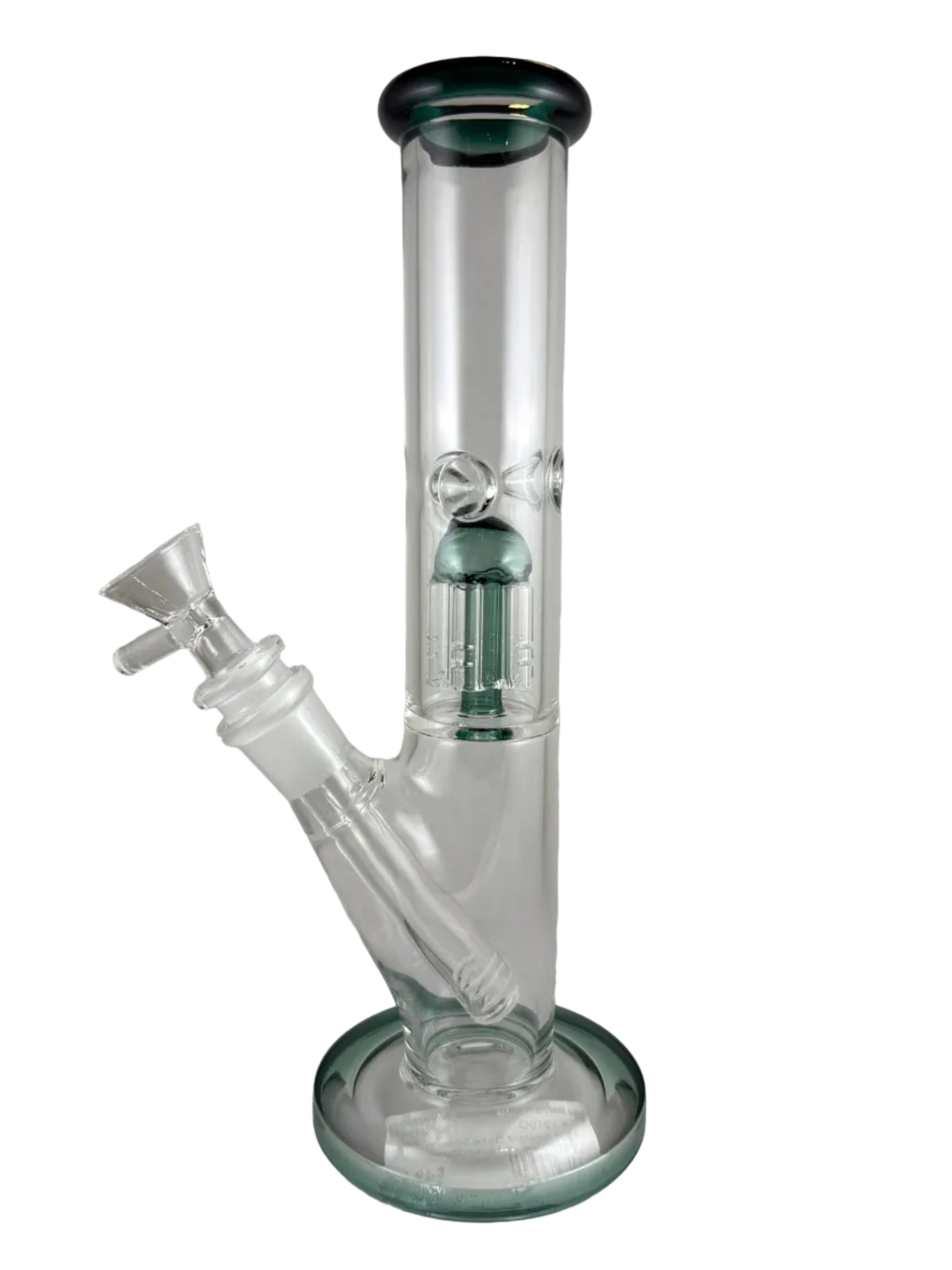 Glass smoking device on a light gray background