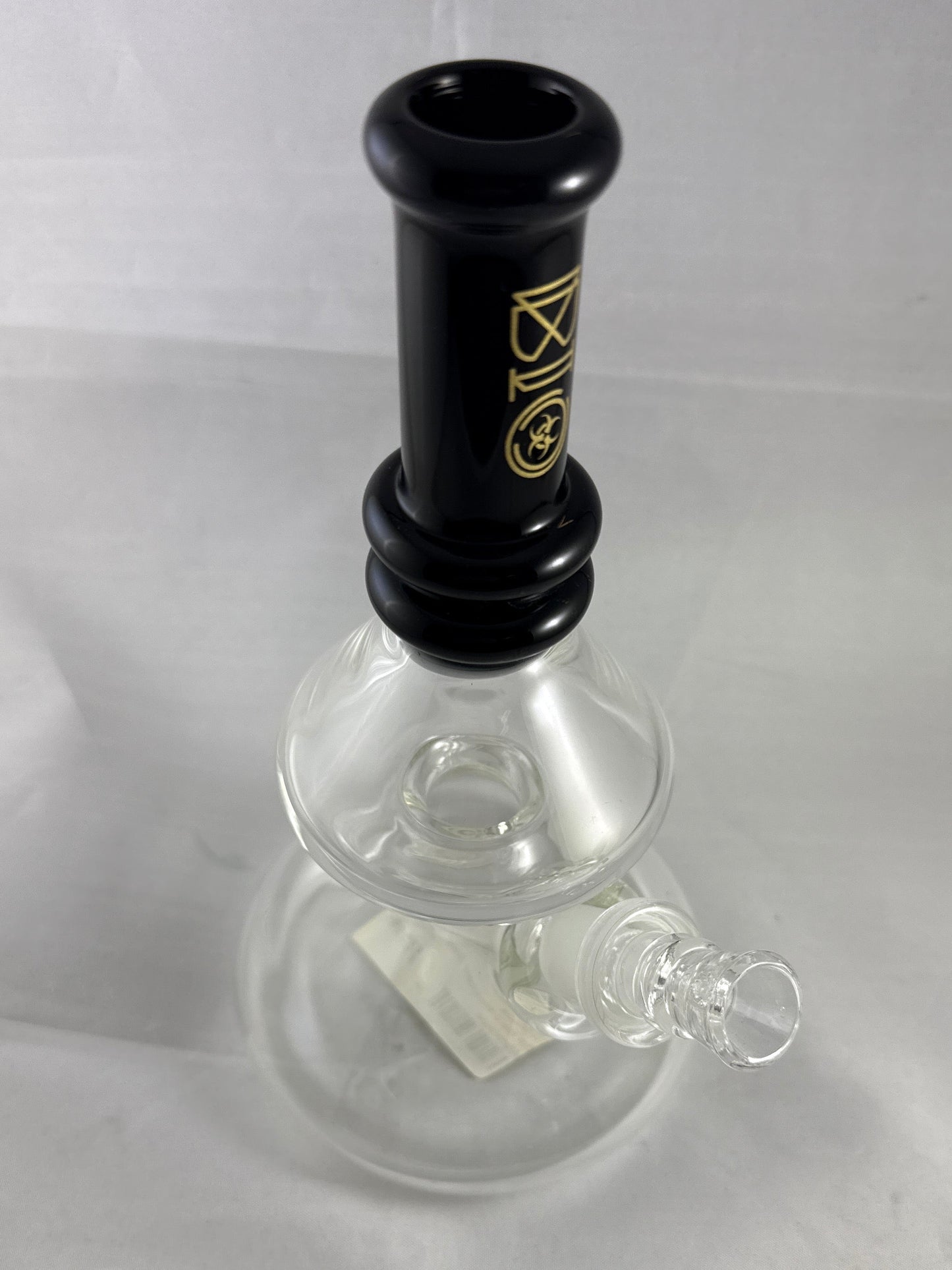 8in Bio 2-Beaker Black & Gold Waterpipe