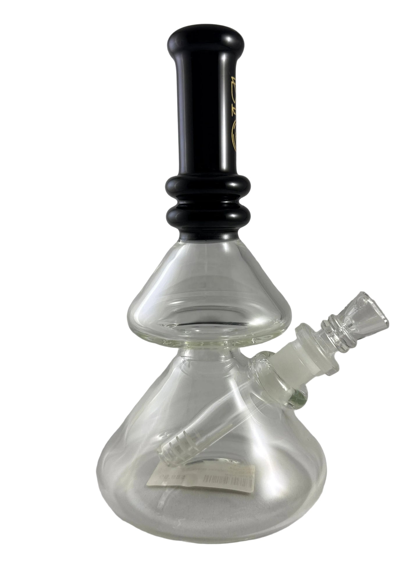 8in Bio 2-Beaker Black & Gold Waterpipe