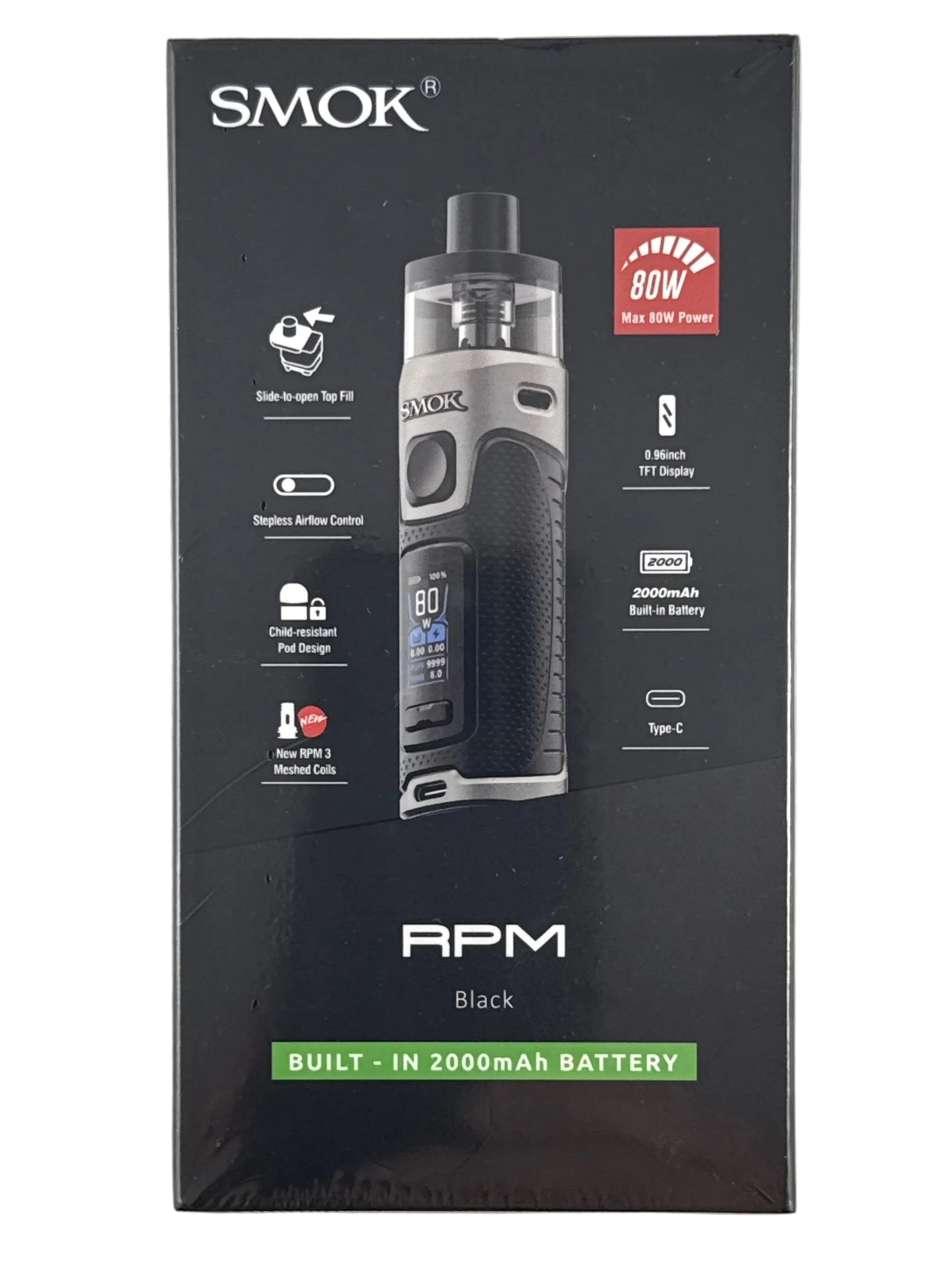 Smok vaping device packaging on a light gray background